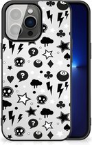 Silicone Back Cover iPhone 13 Pro Telefoonhoesje met Zwarte rand Silver Punk