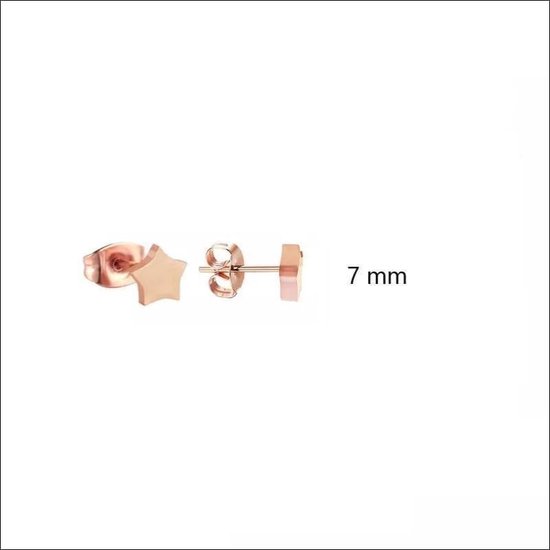 Aramat jewels ® - Zweerknopjes ster rosékleurig chirurgisch staal 7mm