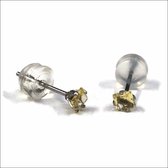 Aramat jewels ® - Zirkonia zweerknopjes vierkant 3mm oorbellen geel chirurgisch staal