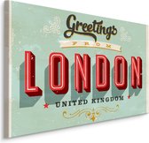 Schilderij - Groeten uit Londen, Greetings from London, Premium Print