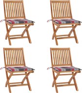 Decoways - Tuinstoelen 4 stuks inklapbaar met kussens massief teakhout