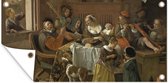 Tuinposter Het vrolijke huisgezin - Jan Steen - 60x30 cm - Tuindoek - Buitenposter