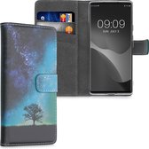 kwmobile telefoonhoesje geschikt voor Google Pixel 6 - Backcover voor smartphone - Hoesje met pasjeshouder in blauw / grijs / zwart - Sterrenstelsel en Boom design