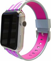 Geschikt voor Apple watch bandje 42mm - 44mm duo wit - roze