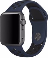 Rubberen sport bandje voor de Geschikt voor Apple Watch 42mm - 44mm S/M - Donkerblauw Zwart 1|2|3|4|5|6|7