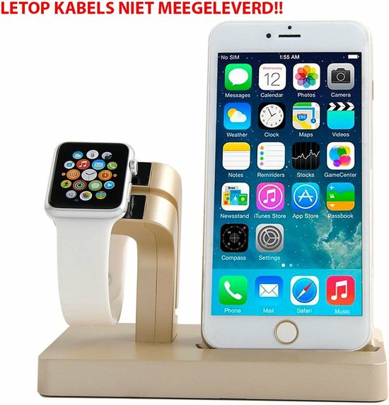 2 in 1 geschikt voor Apple Watch Standaard / Iphone houder voor geschikt  voor Apple | bol.com