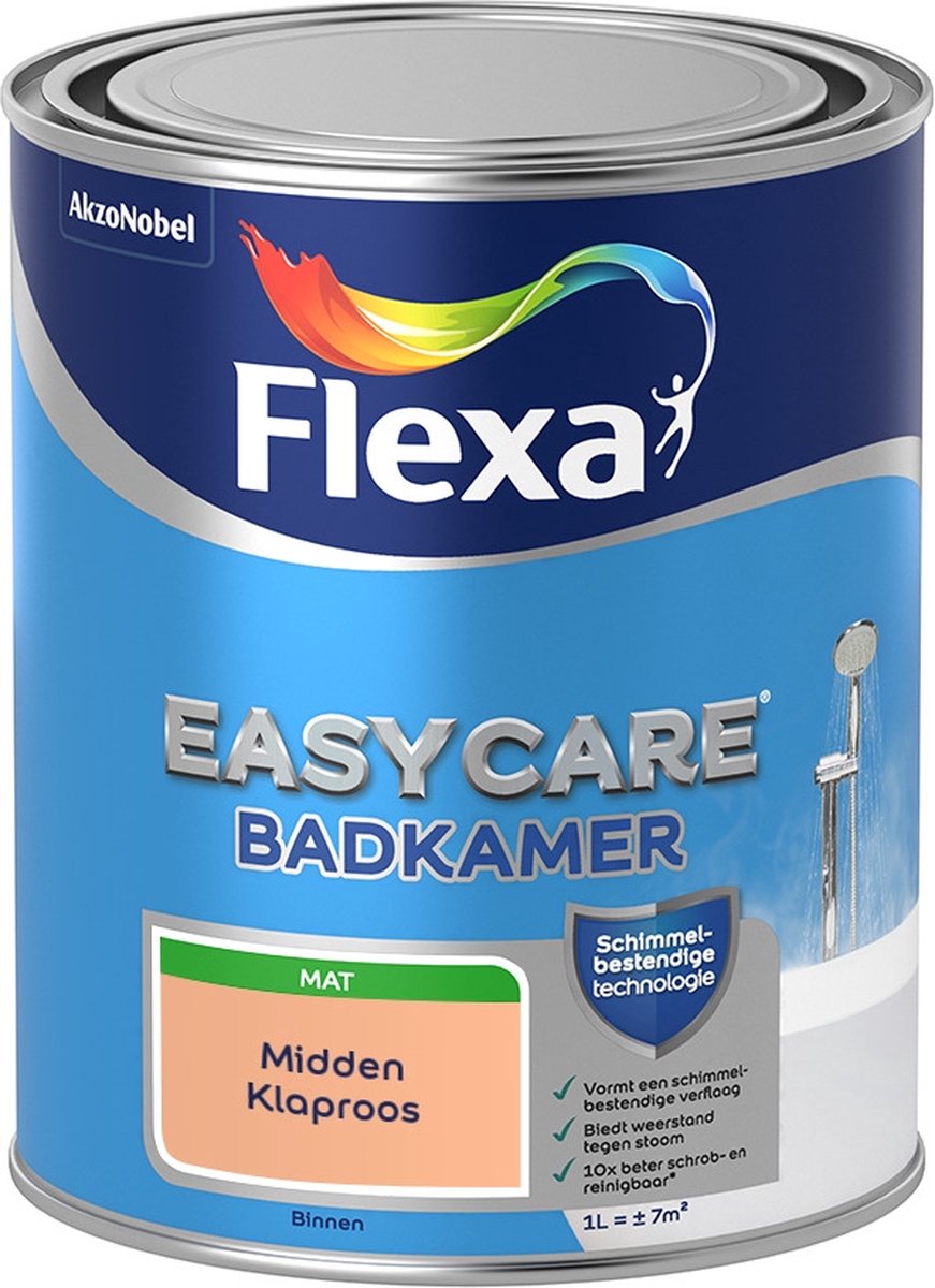 Flexa Easycare Muurverf - Badkamer - Mat - Mengkleur - Midden Klaproos - 1 liter