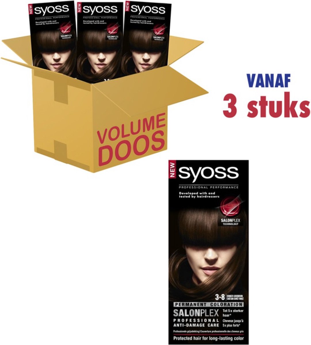 Syoss Colors Cream Baseline 3-8 Donker Goudbruin Stylist Selection Voordeelverpakking