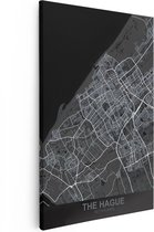 Artaza - Peinture sur Canevas - Carte de la ville la Haye en noir - 80x120 - Petit - Photo sur Toile - Impression sur Toile