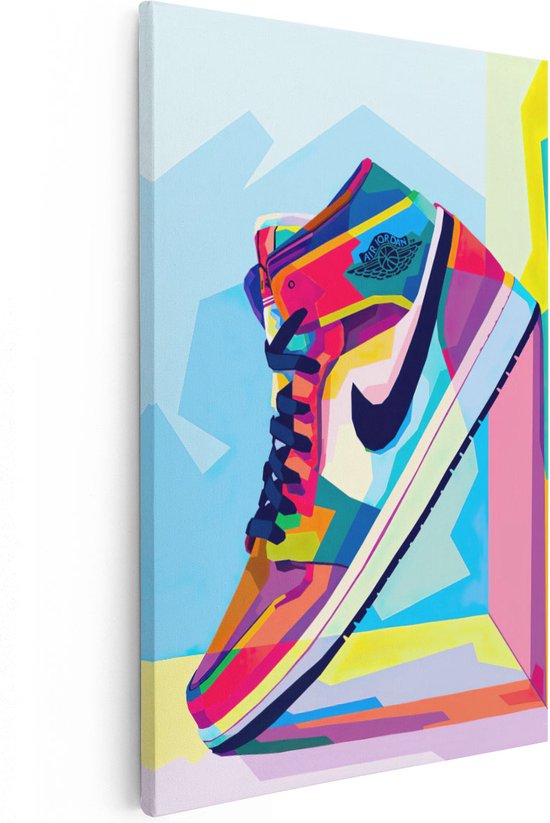 Artaza Canvas Schilderij Nike Jordan Sneaker in Abstracte Kleuren - 40x60 - Poster Foto op Canvas - Canvas Print