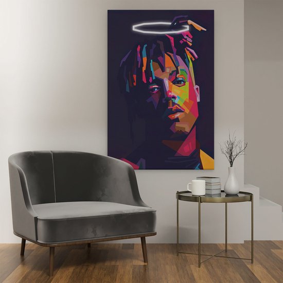 Artaza - Peinture sur Canevas - Juice wrld en style abstrait - 80x120 - Petit - Photo sur Toile - Impression sur Toile