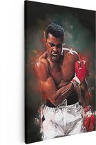 Artaza Canvas Schilderij Bokser Muhammad Ali in Actie - 40x60 - Poster Foto op Canvas - Canvas Print