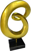 Designbeeldje ELROND - Hars - L35 x D16 x H57 cm - Goud met zwarte sokkel