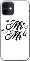 Geschikt voor iPhone 12 hoesje - Quotes - Hart - 'Mr & Mr' - Spreuken - Siliconen Telefoonhoesje