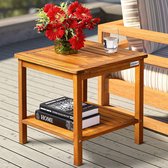 WsAj Home Tuin Tafel Houten Bijzet Tafels Patio Acacia Hout Buiten Binnen Serre Koffie Snack 45 x 45 cm