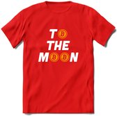 To The Moon - Crypto T-Shirt Kleding Cadeau | Dames / Heren / Unisex | Bitcoin / Ethereum shirt | Grappig Verjaardag kado | BTC Tshirt Met Print | - Rood - S