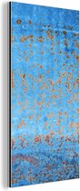 Wanddecoratie Metaal - Aluminium Schilderij Industrieel - Blauw - Roest - Vintage - 40x80 cm - Dibond - Foto op aluminium - Industriële muurdecoratie - Voor de woonkamer/slaapkamer