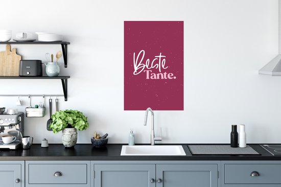 Poster 'Beste tante' - Paars - Quotes - Spreuken - 40x60 cm
