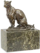Bronzen sculptuur - Zittende panter - Modernisme - 18,2 cm hoog