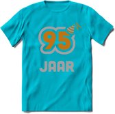95 Jaar Feest T-Shirt | Goud - Zilver | Grappig Verjaardag Cadeau Shirt | Dames - Heren - Unisex | Tshirt Kleding Kado | - Blauw - XXL