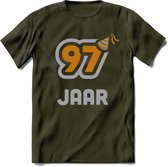 97 Jaar Feest T-Shirt | Goud - Zilver | Grappig Verjaardag Cadeau Shirt | Dames - Heren - Unisex | Tshirt Kleding Kado | - Leger Groen - L