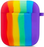 Peachy Rainbow siliconen regenboog hoesje voor AirPods 1 en 2 - kleurrijk
