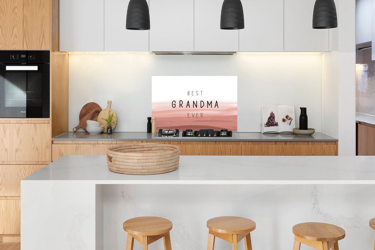 KitchenYeah Spatscherm 100x65 cm - Best Grandma Ever aluminium thumbnail 4