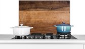 Spatscherm keuken 70x50 cm - Kookplaat achterwand Een afbeelding van een gebruikte houten snijplank met verschillende mes markeringen - Muurbeschermer - Spatwand fornuis - Hoogwaardig aluminium