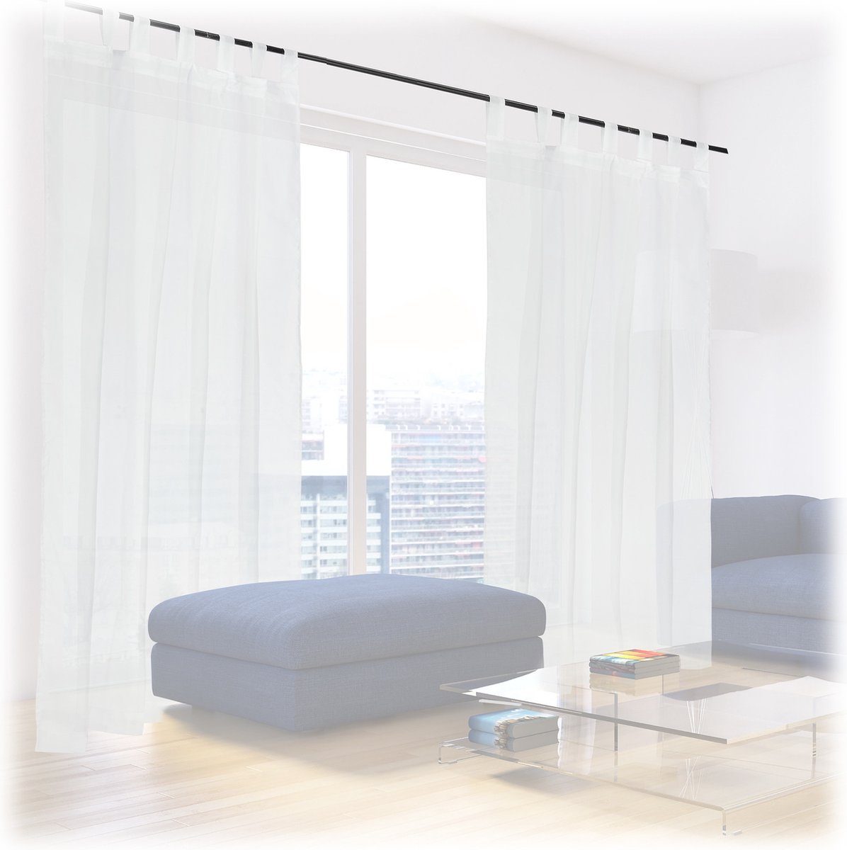 Relaxdays 2x vitrage kant en klaar - lichtdoorlatend - 140 x 245 cm - glasgordijn - wit