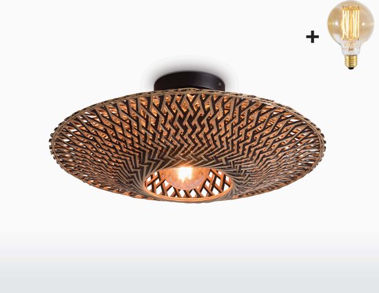Plafondlamp - BALI - Bamboe - Small - Incl. spiegel LED-lamp