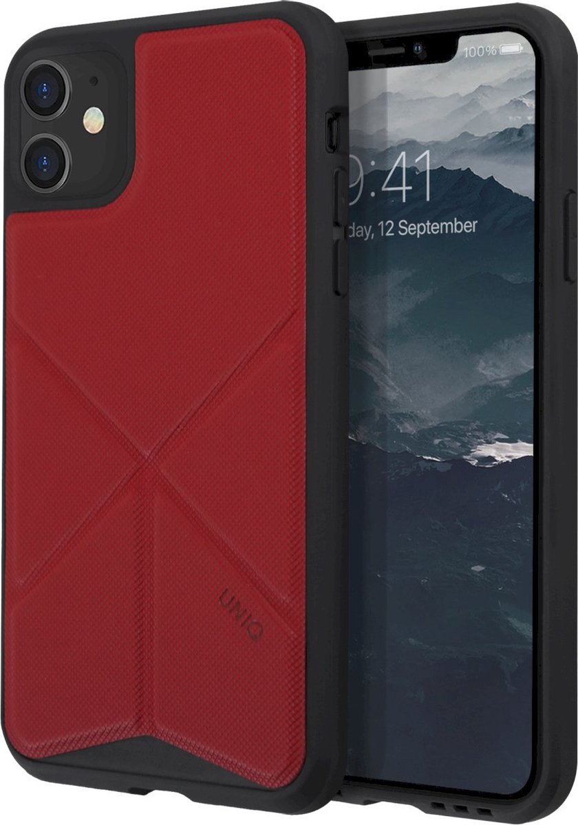 Uniq - iPhone 11, hoesje transforma, stand up fury racer, rood