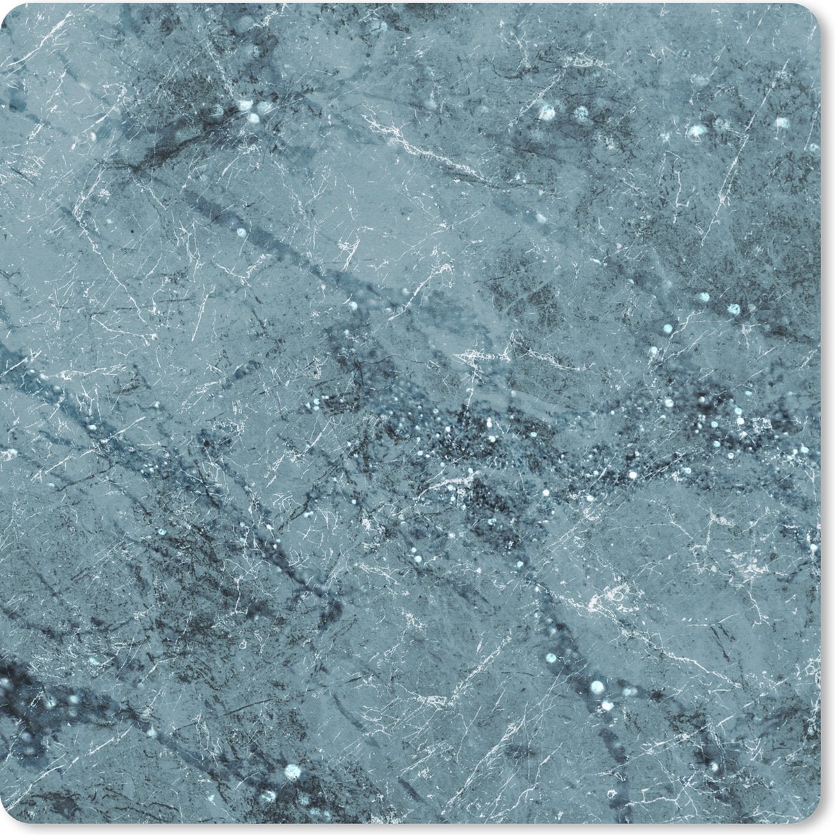 Muismat 20x20 cm - Mousepad Marmer - Blauw - Glitters - Muismatten