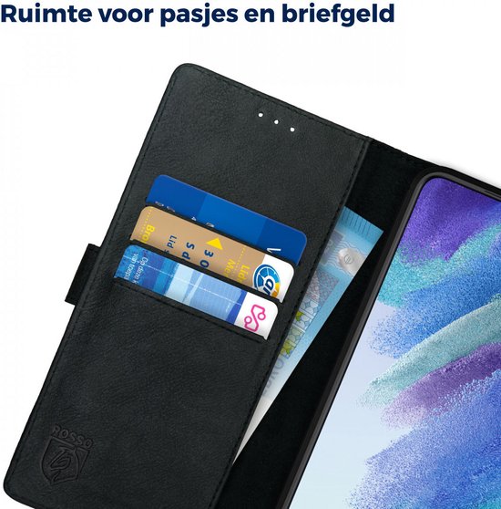 Étui Rosso Deluxe Samsung Galaxy S21 FE Étui en Cuir véritable Zwart