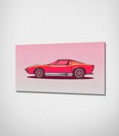 Lamborghini Miura Canvas- 100 x 60 cm - Auto - Schilderij - Canvas - Slaapkamer - Wanddecoratie  - Slaapkamer - Foto op canvas