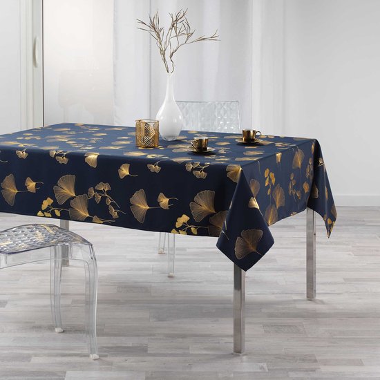 Tafelkleed Table Cloth 150x240cm Bloomy Blauw Goud