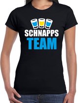 Apres ski t-shirt Schnapps team zwart  dames - Wintersport shirt - Foute apres ski outfit/ kleding/ verkleedkleding XS