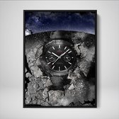 DEVICI Ingelijste Motiverende Wanddecoratie - Muurdecoratie - Omega Speedmaster Dark Side Of The Moon - Ingelijste Canvas Wall Art Ingelijste Wanddecoratie Kantoor Ingelijste Kunstposters & K