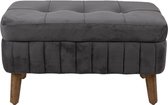 Poef  62*30*35 cm - Grijs Hout Textiel