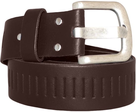 Leren Gleufjes Riem Breed Bruin | Maat 115