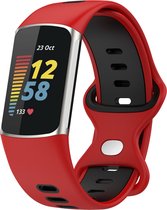 Charge 5 dubbel sport band - rood zwart - Geschikt voor Fitbit