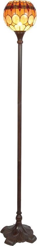 Lampadaire en Verres avec abat-jour tiffany compl. 184* diamètre : 27 cm 1x E27 max 60w marron