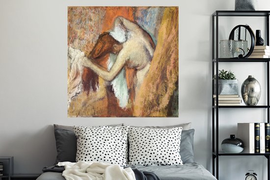 Stickers Stickers muraux - Femme s'essuyant le cou - peinture d' Edgar Degas - 120x120 cm - Feuille adhésive XXL