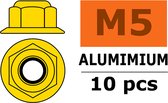 Revtec - Aluminium zelfborgende zeskantmoer met flens - M5 - Goud - 10 st