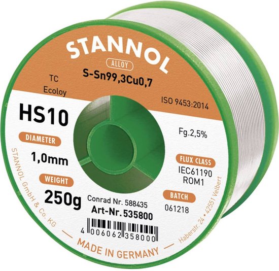 Soldeer, Sn 60 % Pb 40 %, 0.6 mm, 100 g, spoel, enkel voor