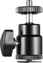 YONO Cold Shoe Adapter Mount voor Camera - Balhoofd Statiefkop 360 Graden Roteerbaar voor Statief met 1/4 Schroef Aansluiting - Zwart