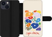 iPhone 13 Mini Wallet Case bookcase phone case - Bloem - Abstrait - Afrique du Afrique - Avec compartiments - Étui portefeuille avec fermeture magnétique
