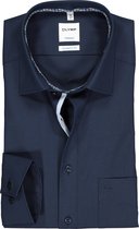 OLYMP Tendenz modern fit overhemd - blauw poplin (contrast) - Strijkvriendelijk - Boordmaat: 41