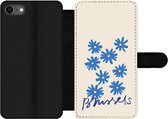 Bookcase Geschikt voor iPhone 8 telefoonhoesje - Bloem - Design - Brussel - Minimalisme - Met vakjes - Wallet case met magneetsluiting