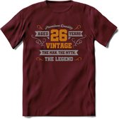 26 Jaar Legend T-Shirt | Goud - Zilver | Grappig Verjaardag Cadeau | Dames - Heren | - Burgundy - L