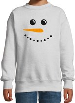 Sneeuwpop foute Kersttrui - grijs - kinderen - Kerstsweaters / Kerst outfit 7-8 jaar (122/128)